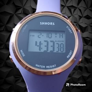 SHHORS Elegant and Simple Digital Watch with Alarm, LED Girls Purple and Gold
